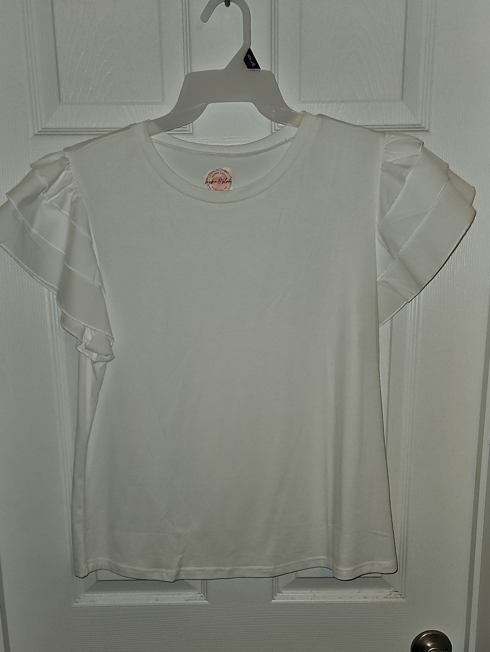 White Ruffle Sleeve Women’s Top